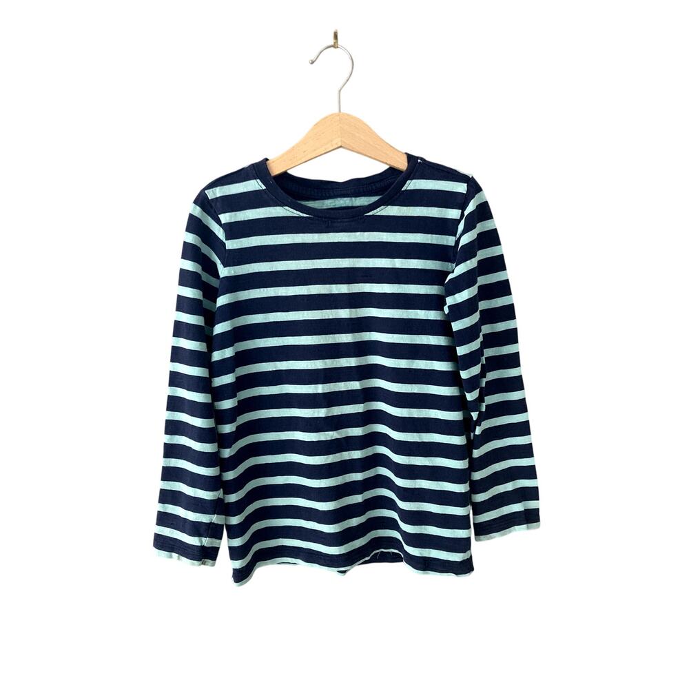 Primary Striped Slub Knit Long Sleeve Tee Navy Aqua 6/7